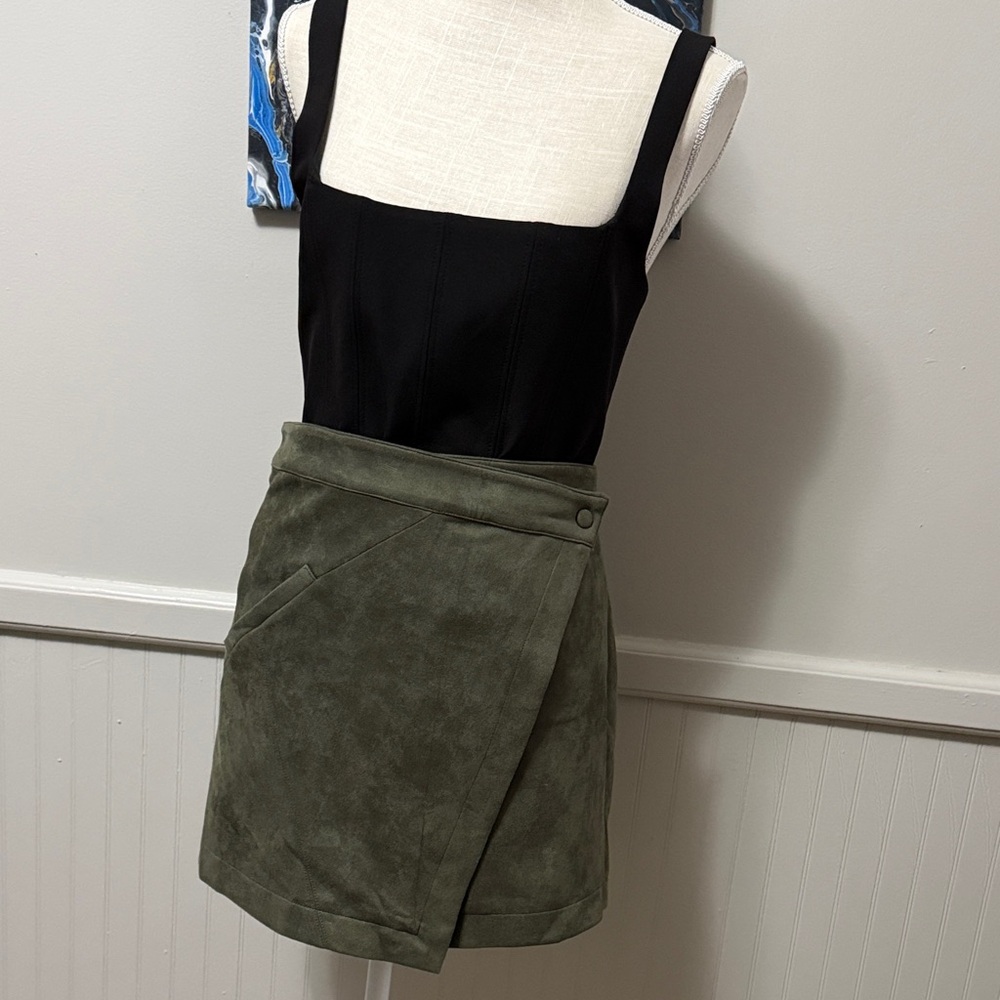 William B  Olive wrap asymmetric Green Skirt